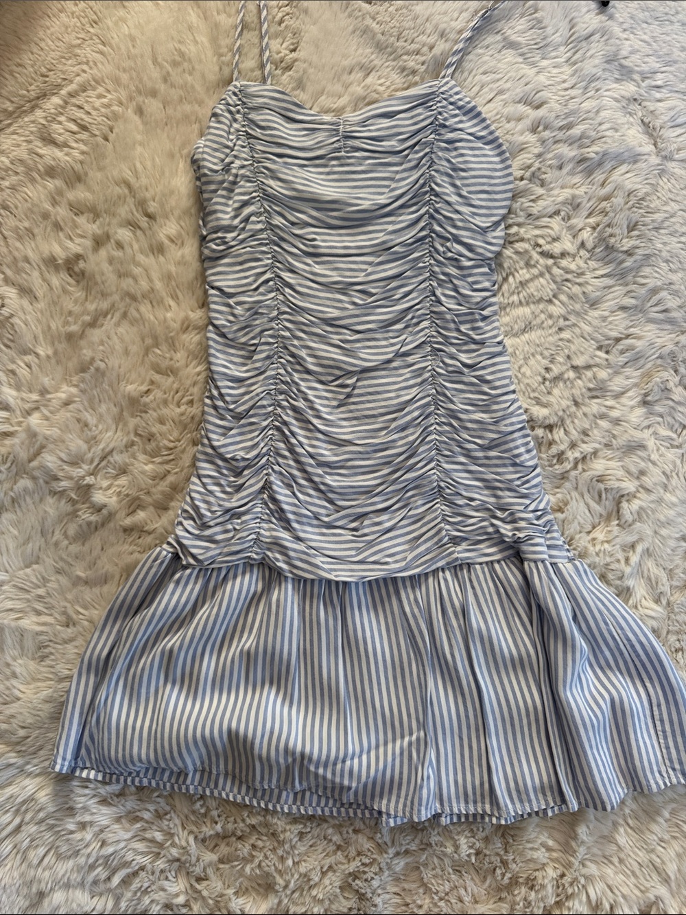 Dropped waist ruched dress